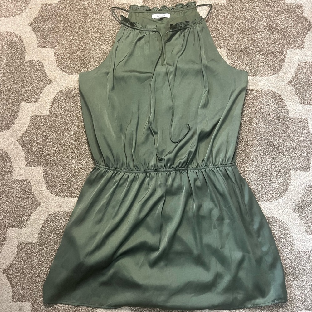 BB Dakota X Steve Madden  green satin high neck sleeveless dress size medium